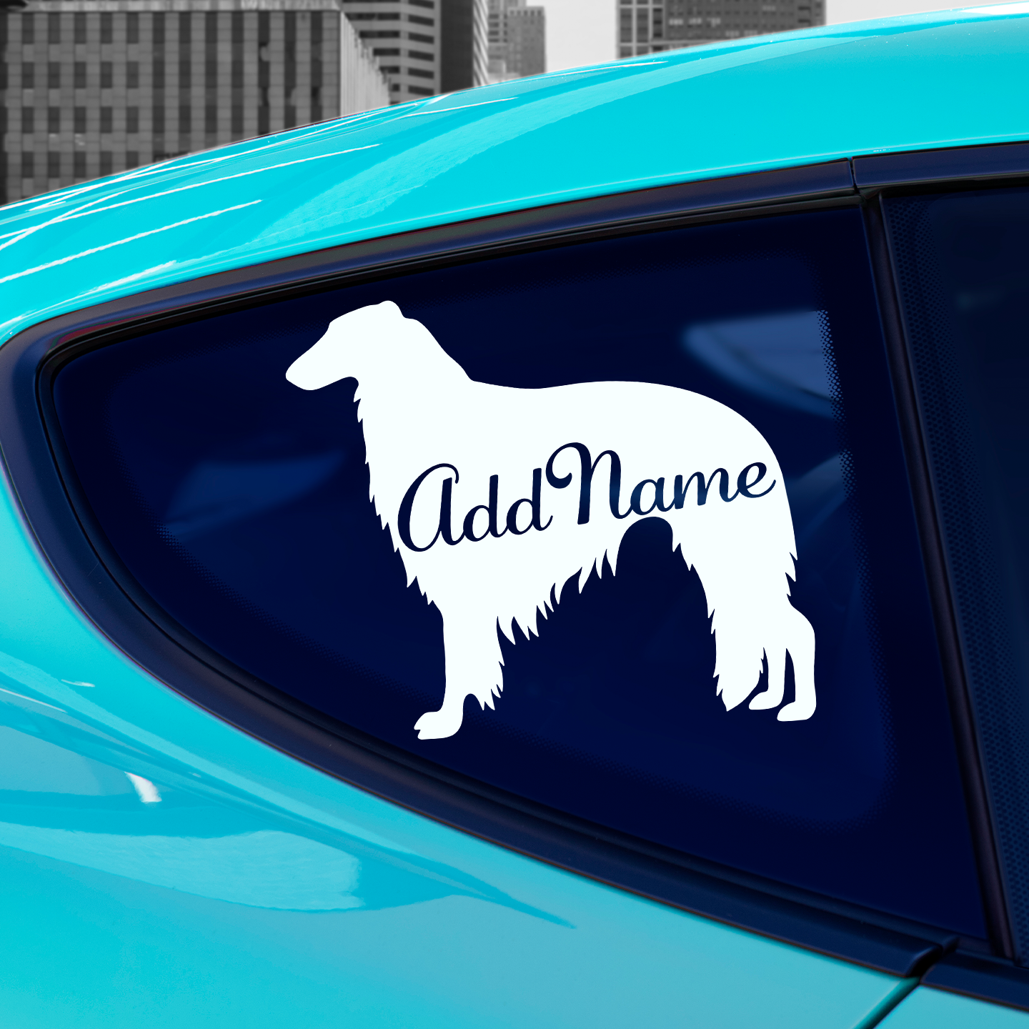 Borzoi Silhouette With Name Sticker