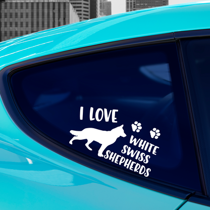 I Love White Swiss Shepherds Sticker