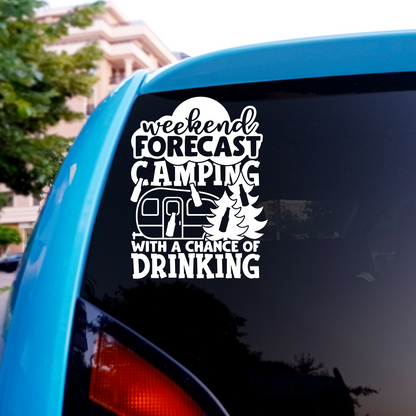 Forecast Camping With A Chance Of Drinking Sticker