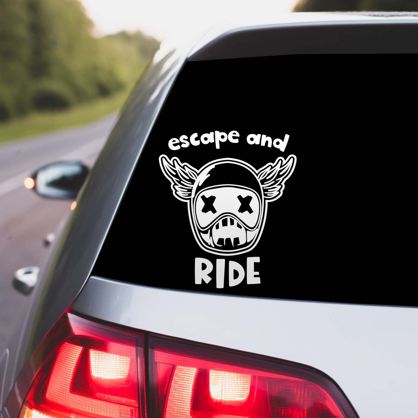 Escape And Ride Skull Helmet Sticker