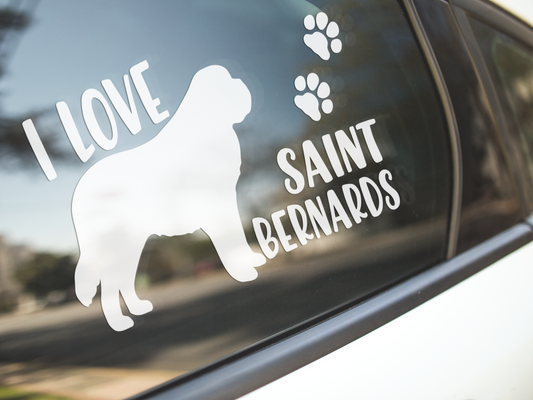 I Love Saint Bernards Sticker