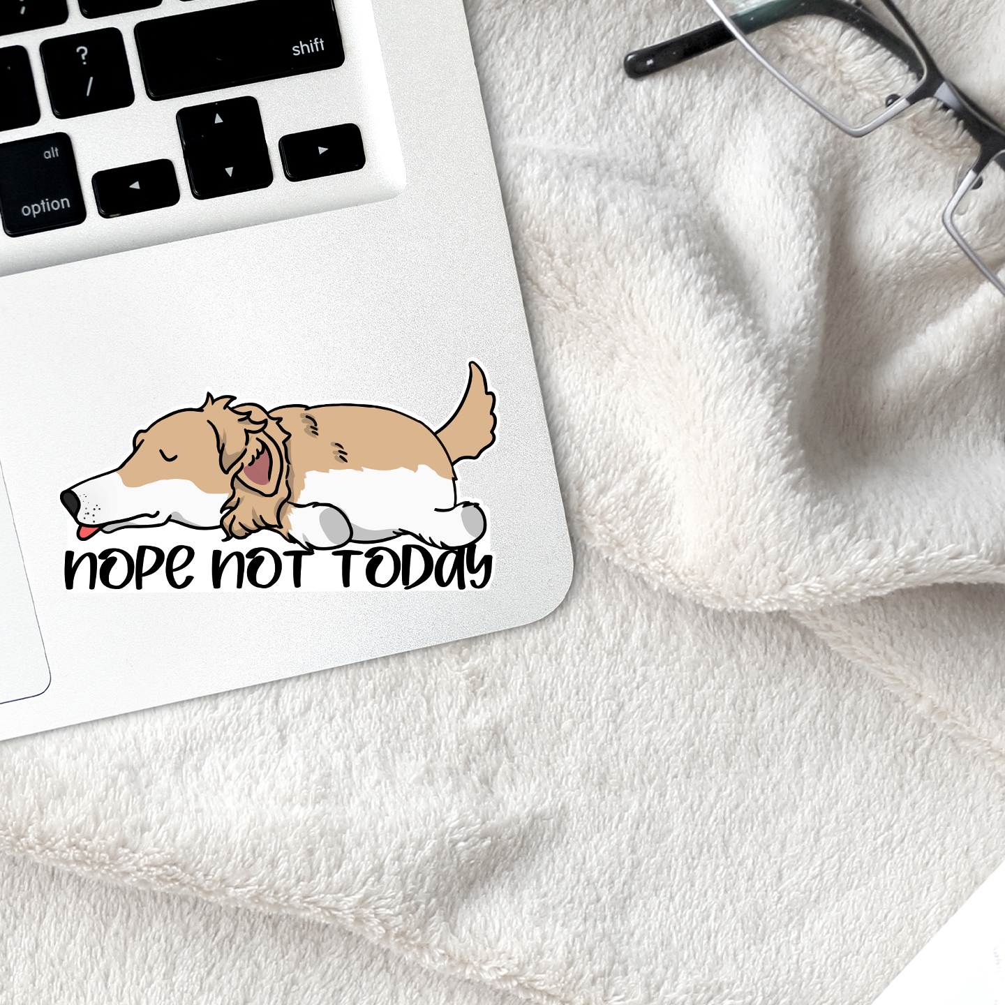 Borzoi Nope Not Today Sticker