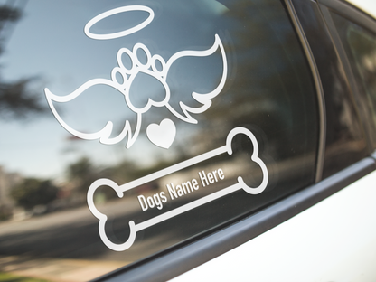Custom Dog Memorial Wings With Name Sticker