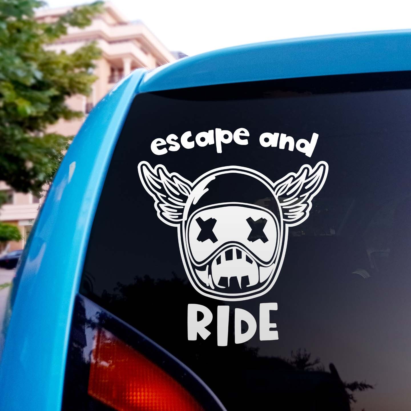 Escape And Ride Skull Helmet Sticker