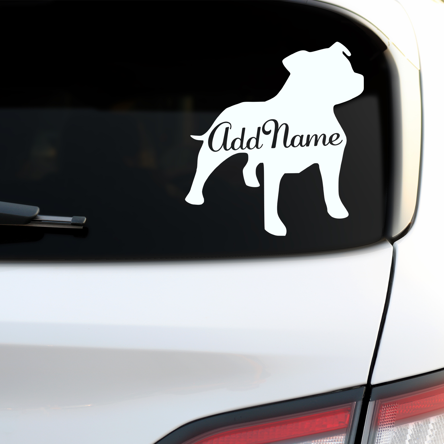 Staffordshire Bull Terrier Silhouette With Name Sticker