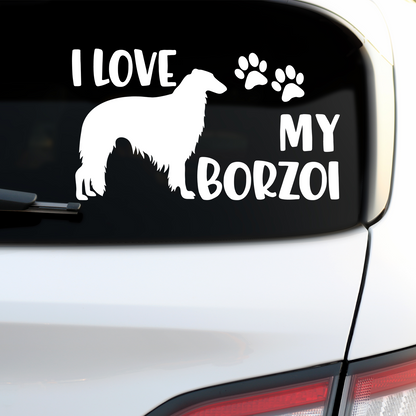 I Love My Borzoi Sticker