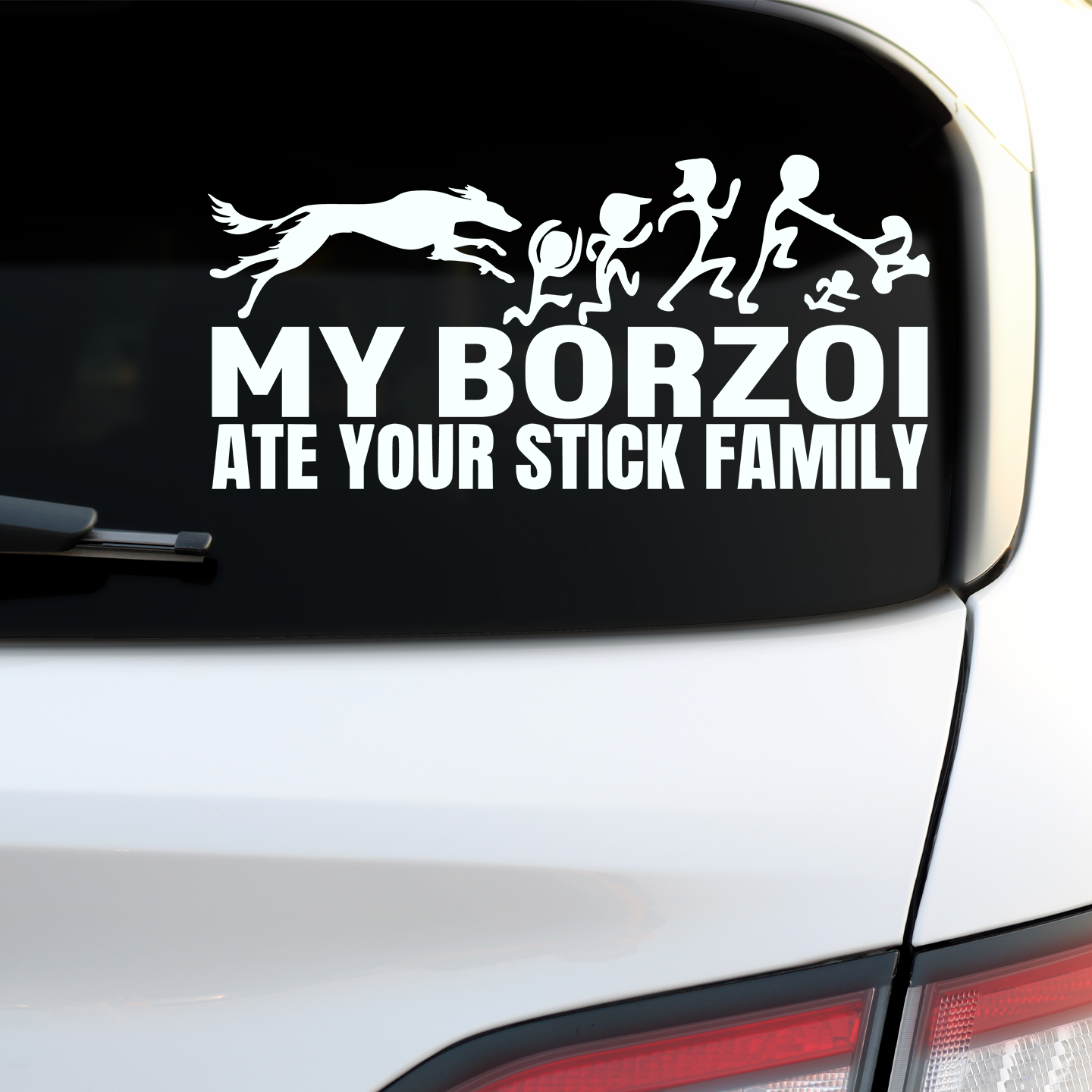 My Borzoi Ate Your Stick Family Sticker
