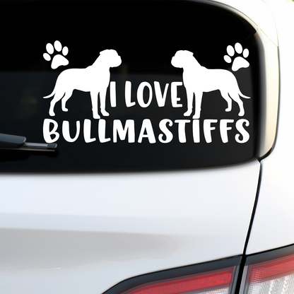 I Love Bullmastiffs Sticker
