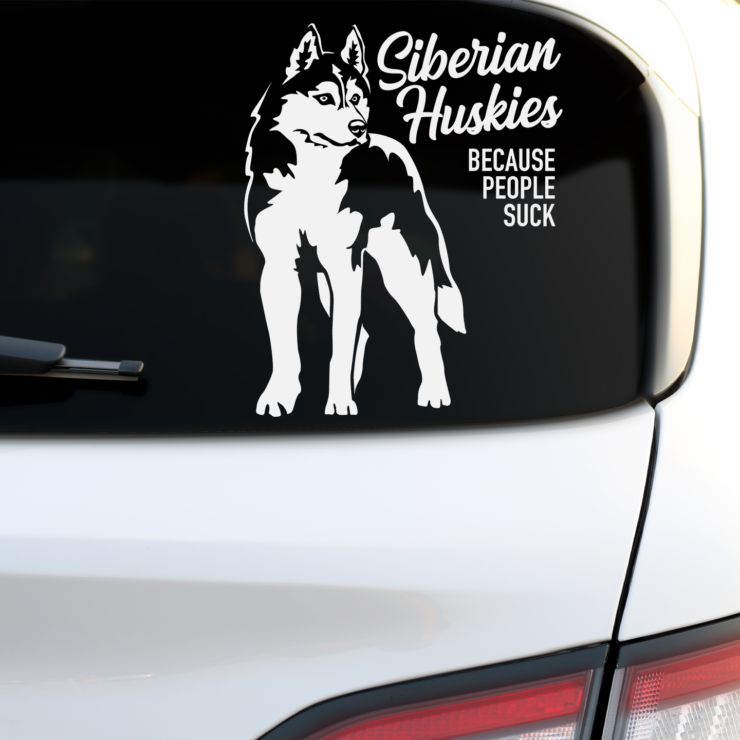 Siberian Huskies Because People Suck Sticker