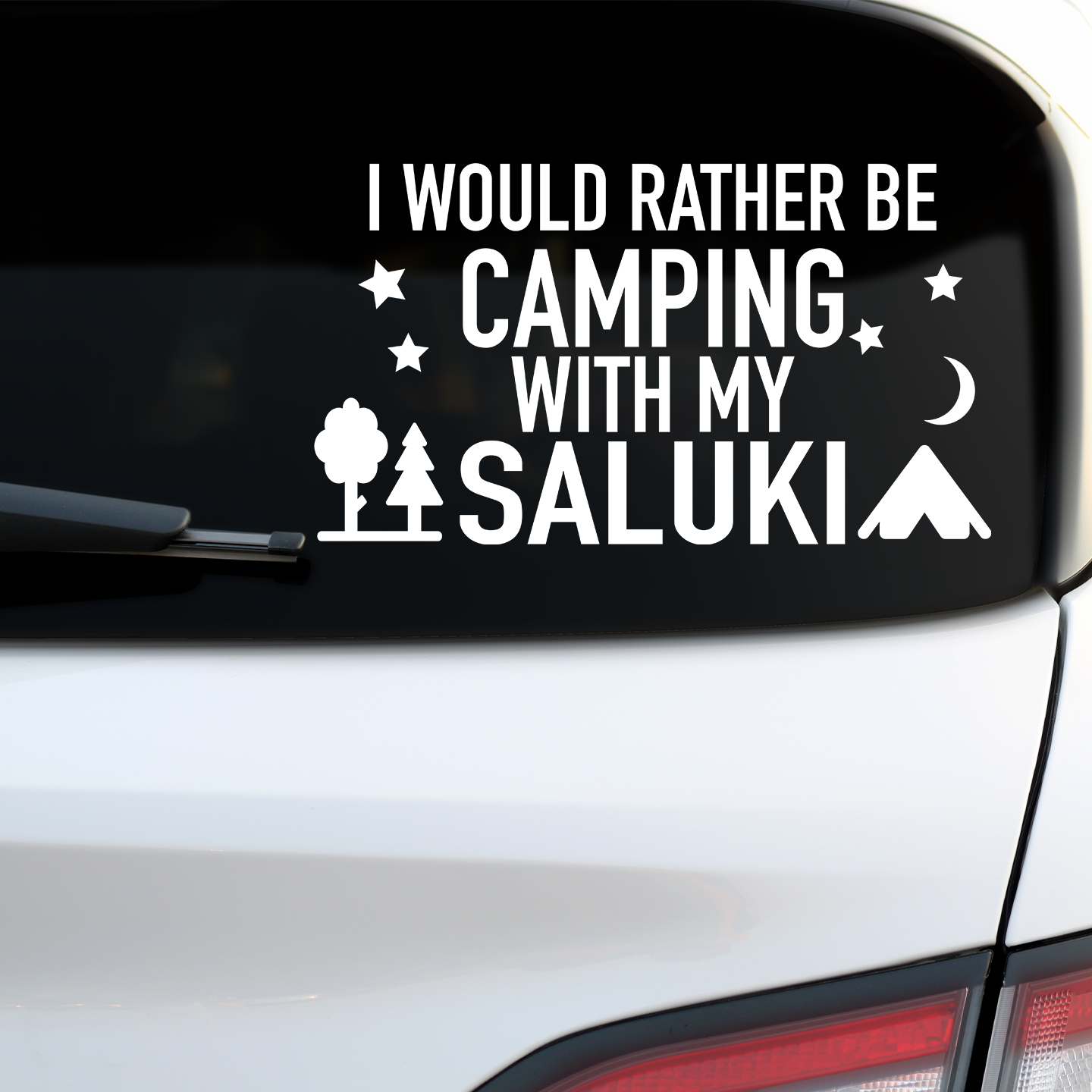 I Would Rather Be Camping With My Saluki Sticker