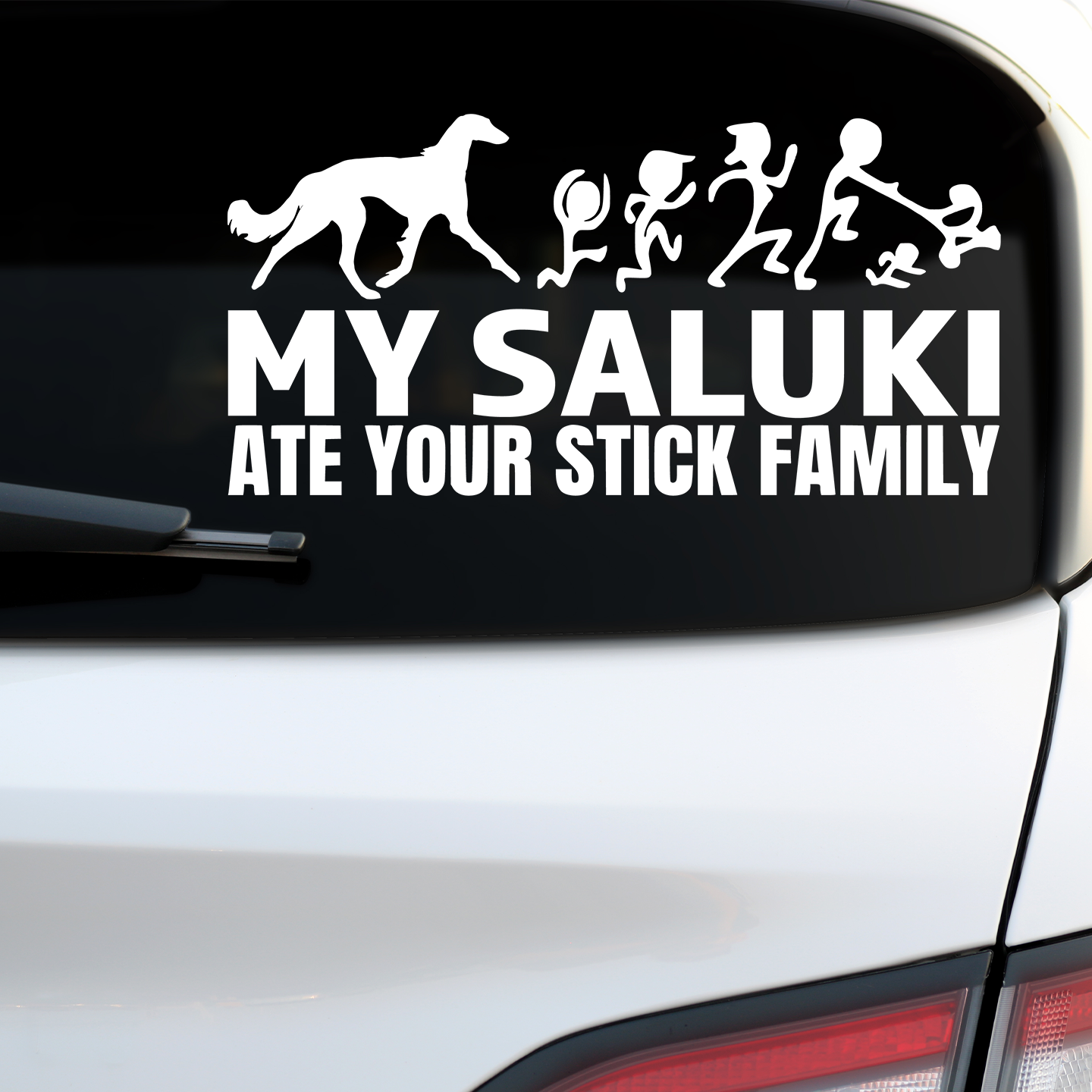 My Saluki Ate Your Stick Family Sticker