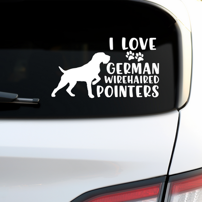 I Love German Wirehaired Pointers Sticker