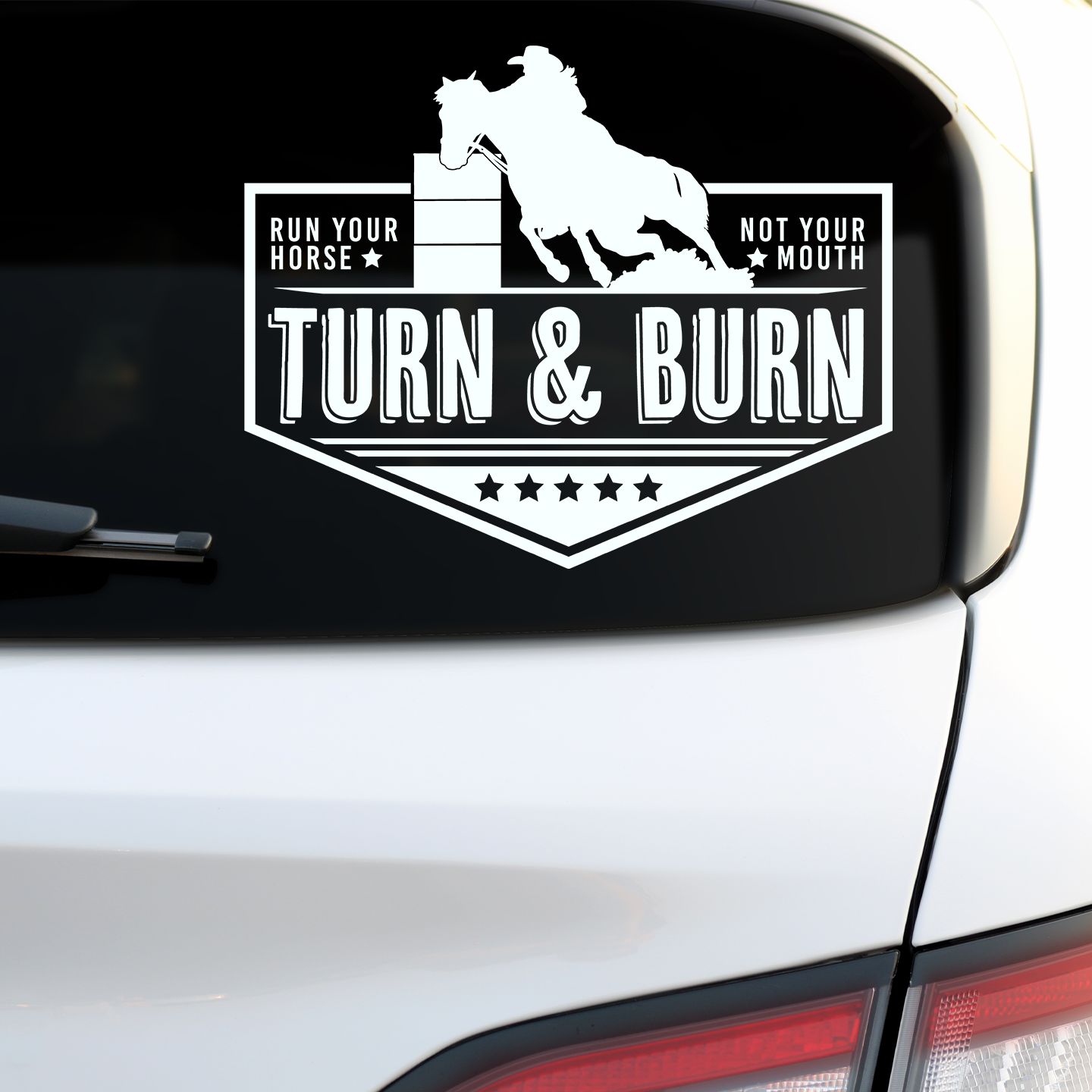 Barrel Racing Turn And Burn Sticker